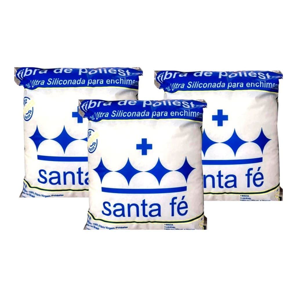 3 Pacotes Fibra Siliconada 50gr Santa Fé Enchimento Bonecas Almofadas Patchwork Antialérgica