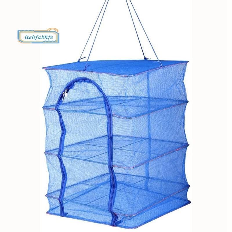 1 Pçs Dobrável 4 Camadas Rack De Secagem Para Pratos De Peixes Vegetais Malha Pendurado Rede , Maneira Natural De Alimen