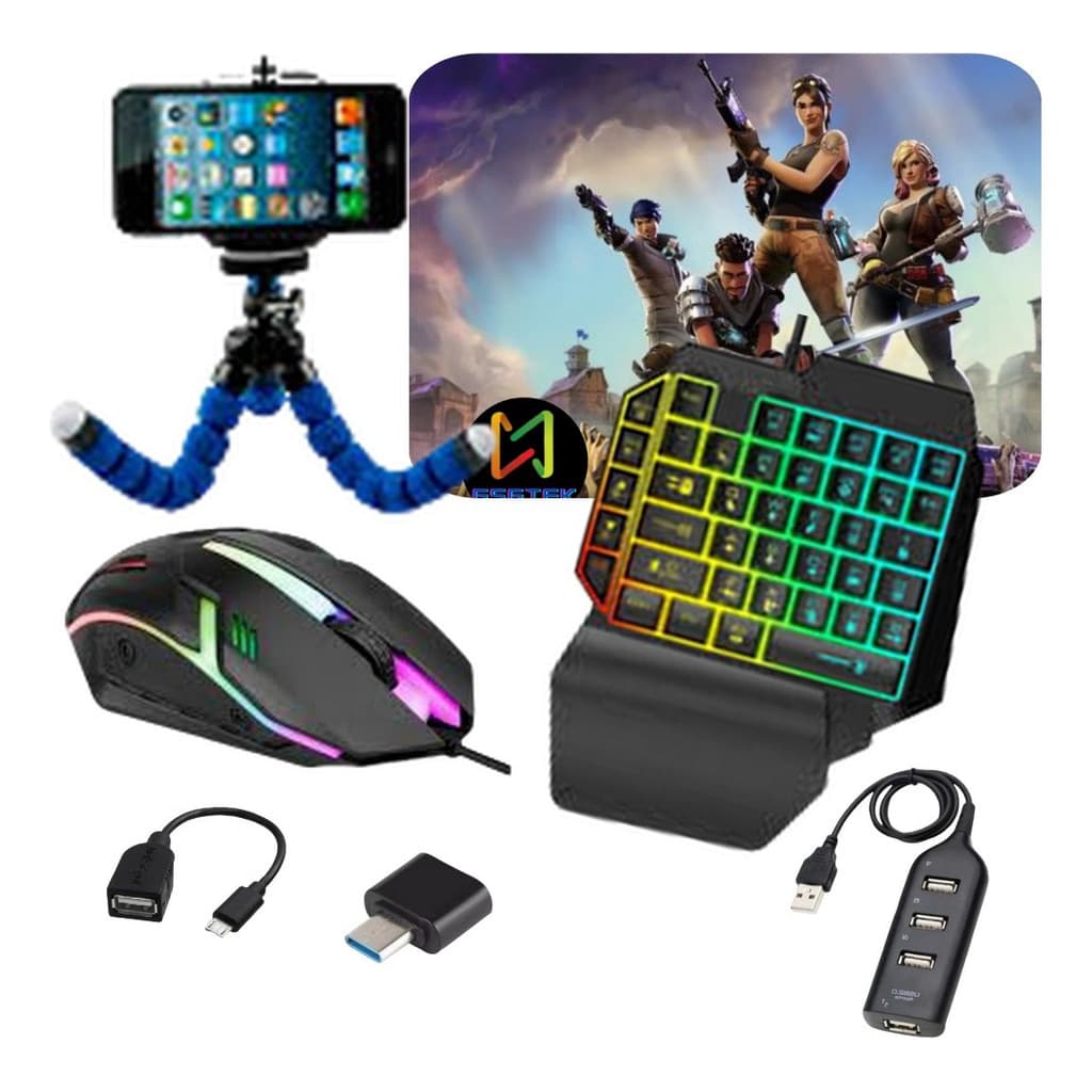 Kit Gamer Teclado Uma Mao 2.0 Mouse + Acessorios V8/tipo C