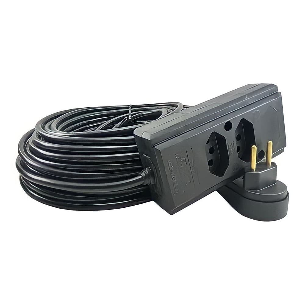 Extensão Elétrica 20 Metros 10A/20A Cabo PP 2x1,5 Reforçada