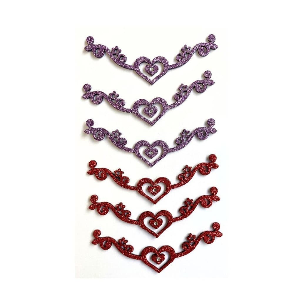 Adesivo Pet Lacinho Pity Biju Tiara/Gargantilha Coração - Vermelho e Lilás - 6 Unid