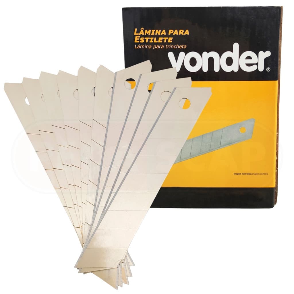 Kit De Lâminas De Aço Para Estiletes 18mm Vonder Refil Com 10 Peças Profissional