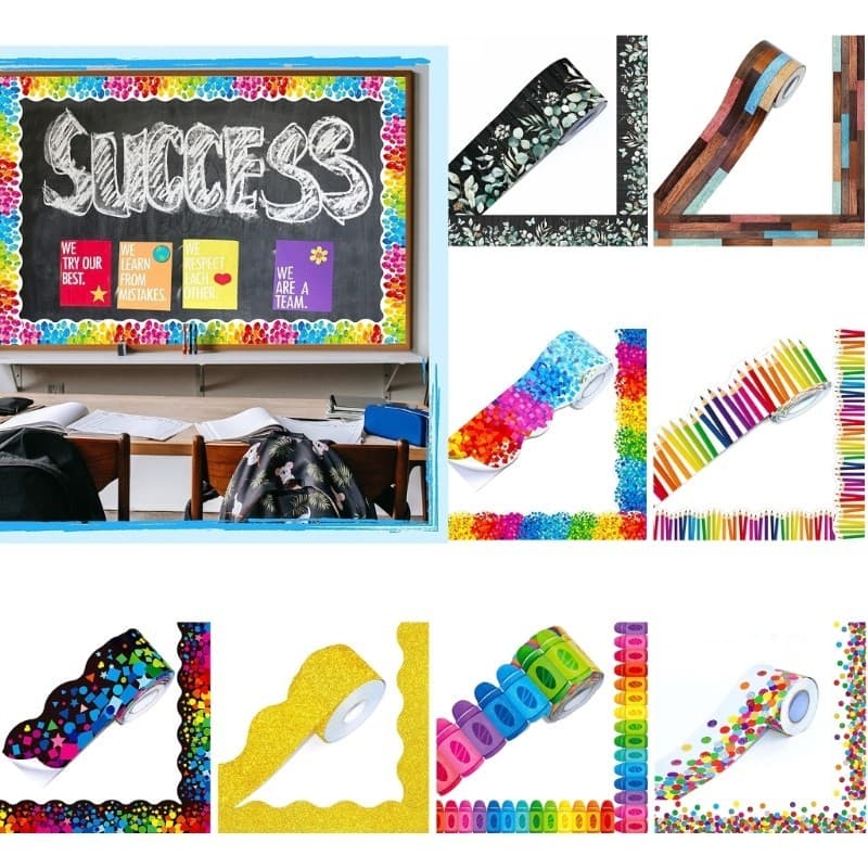 XY Colorido Ponto Borda Guarnição Boletim Sala De Aula Decorações Adesivo Quadro De Avisos
