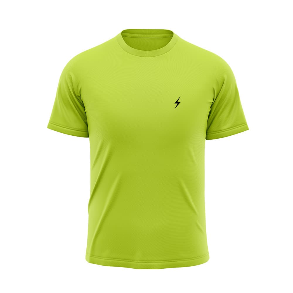 Camiseta Masculina Manga Curta Dry Proteção Solar UV Fitness Estampado Raio Verde