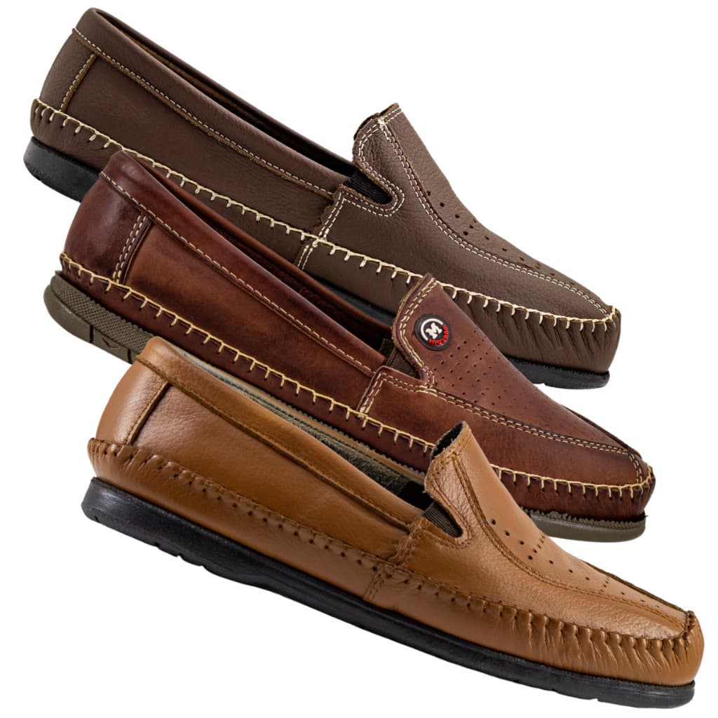 Kit 3 Pares Sapatos Couro Legítimo Masculino Mocassim Ortopédico Sola Antiderrapante  Antistress