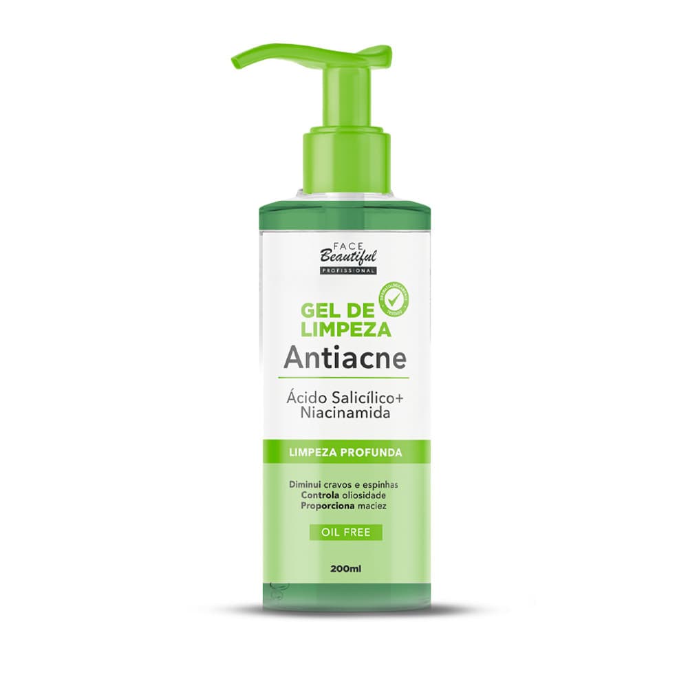 Gel de Limpeza Antiacne Com Pump Facial Face Beautiful 200ml