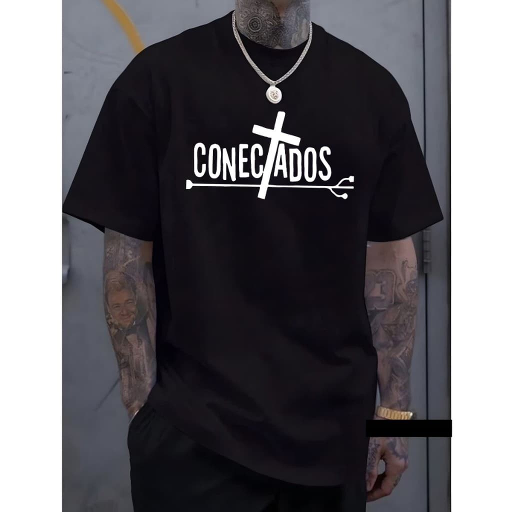 Camiseta Masculina Algodão Conectados Jesus Cristo Street Camisa