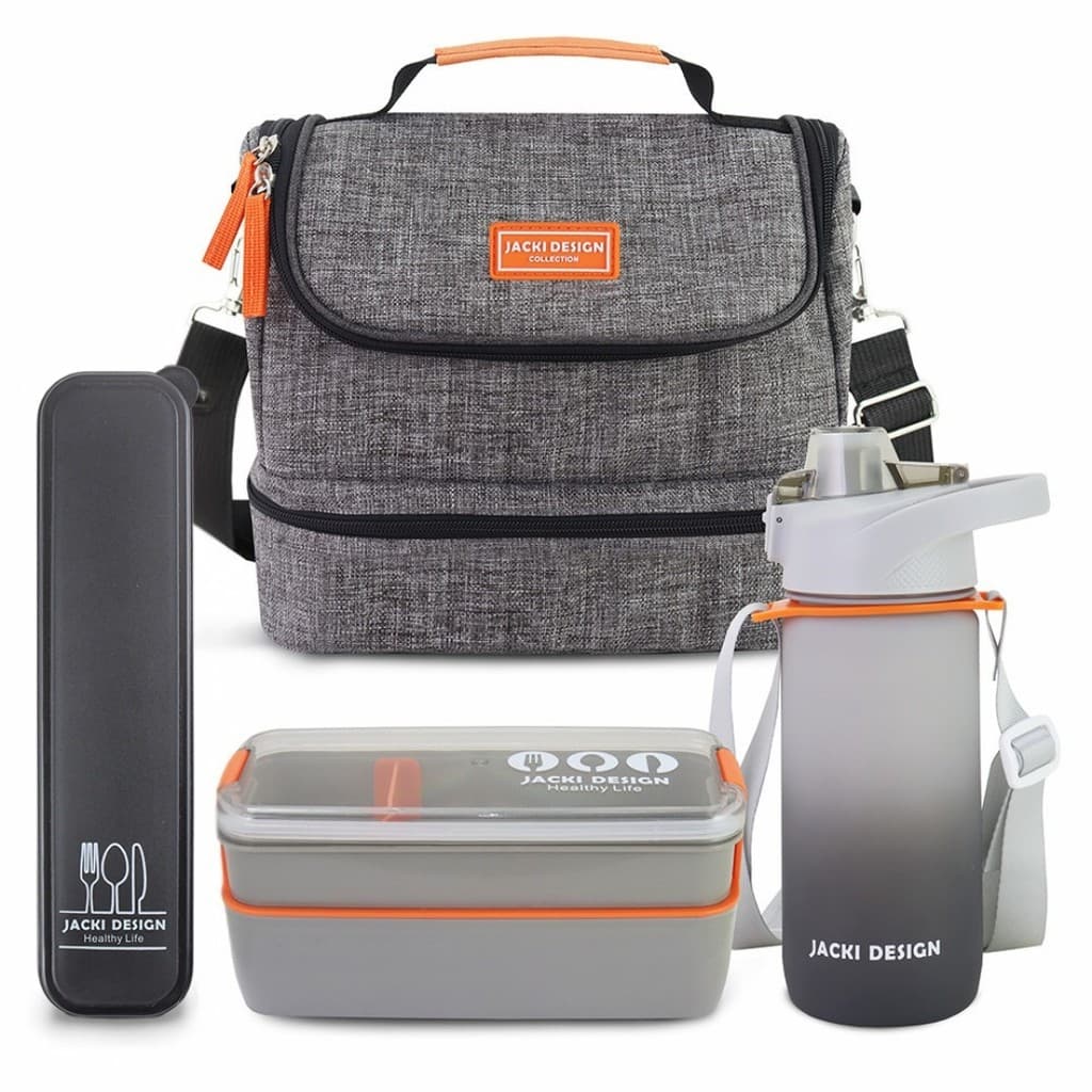 Kit Bolsa Térmica Marmita Garrafa Porta Talher Fit Jacki Design
