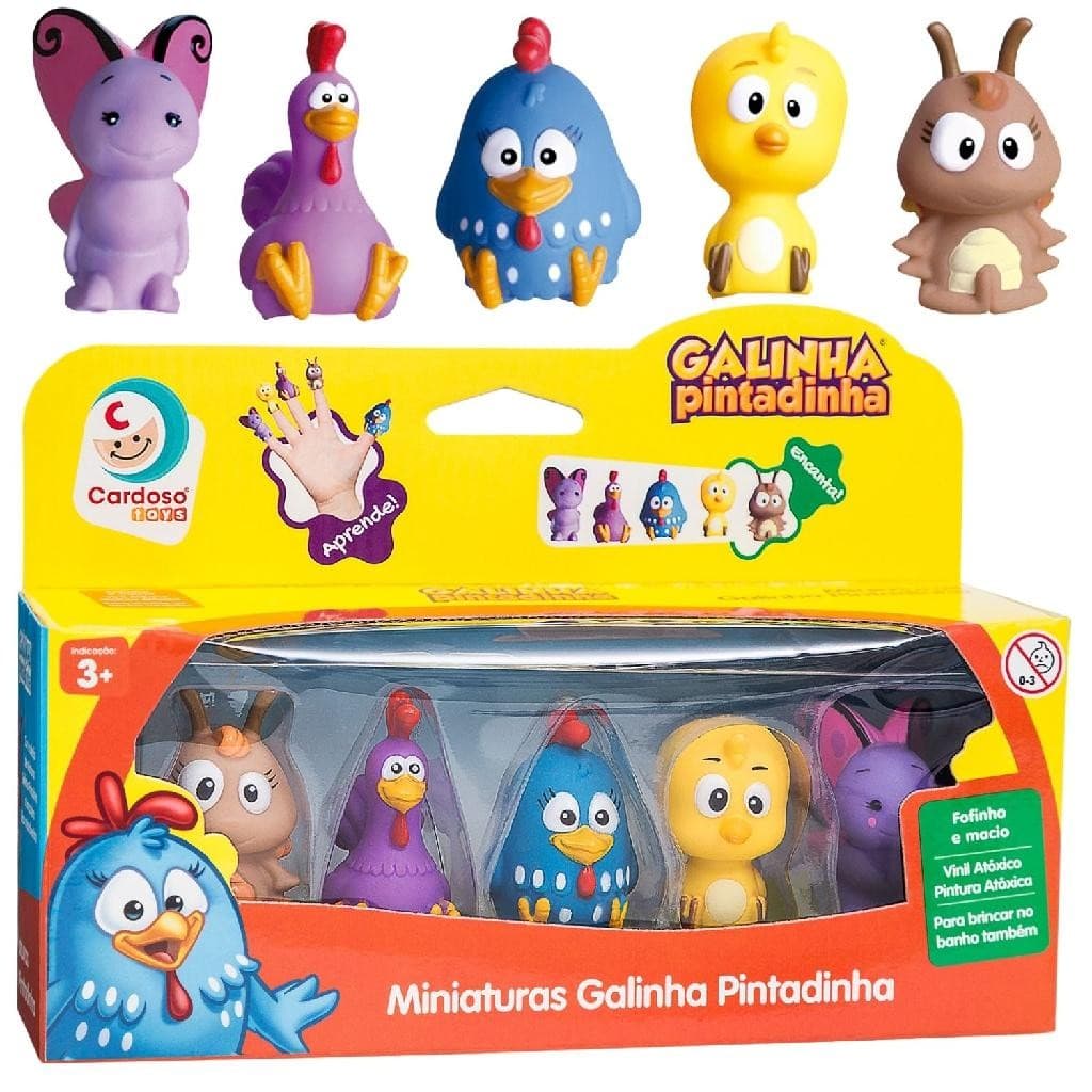 Coleção Galinha Pintadinha em Vinil 5 Dedoches Com Personagens Diferentes