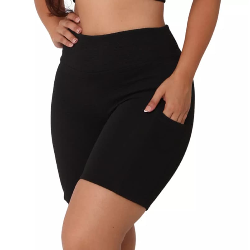 Bermuda Canelado Tamanhos P ao Plus Size Fitness Feminino com Bolso para Academia