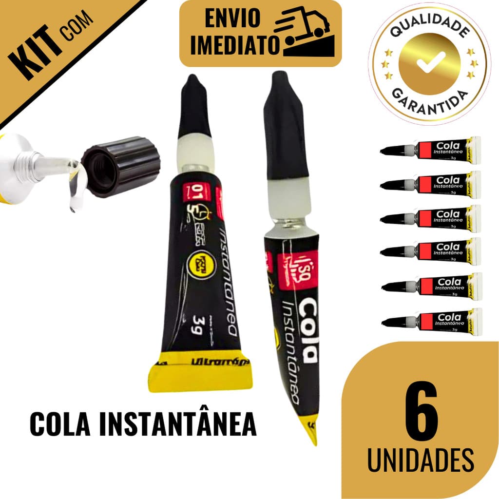 Kit 3/6 Cola Instantânea Ultra rápida Super Forte 3g Reparos Doméstico Cerâmica Borracha Plástico