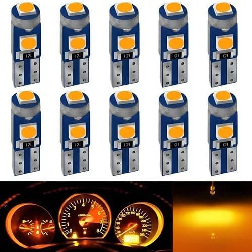 Kit Lampadas led T5 Ambar / laranja 12v Para Painel Automotivo