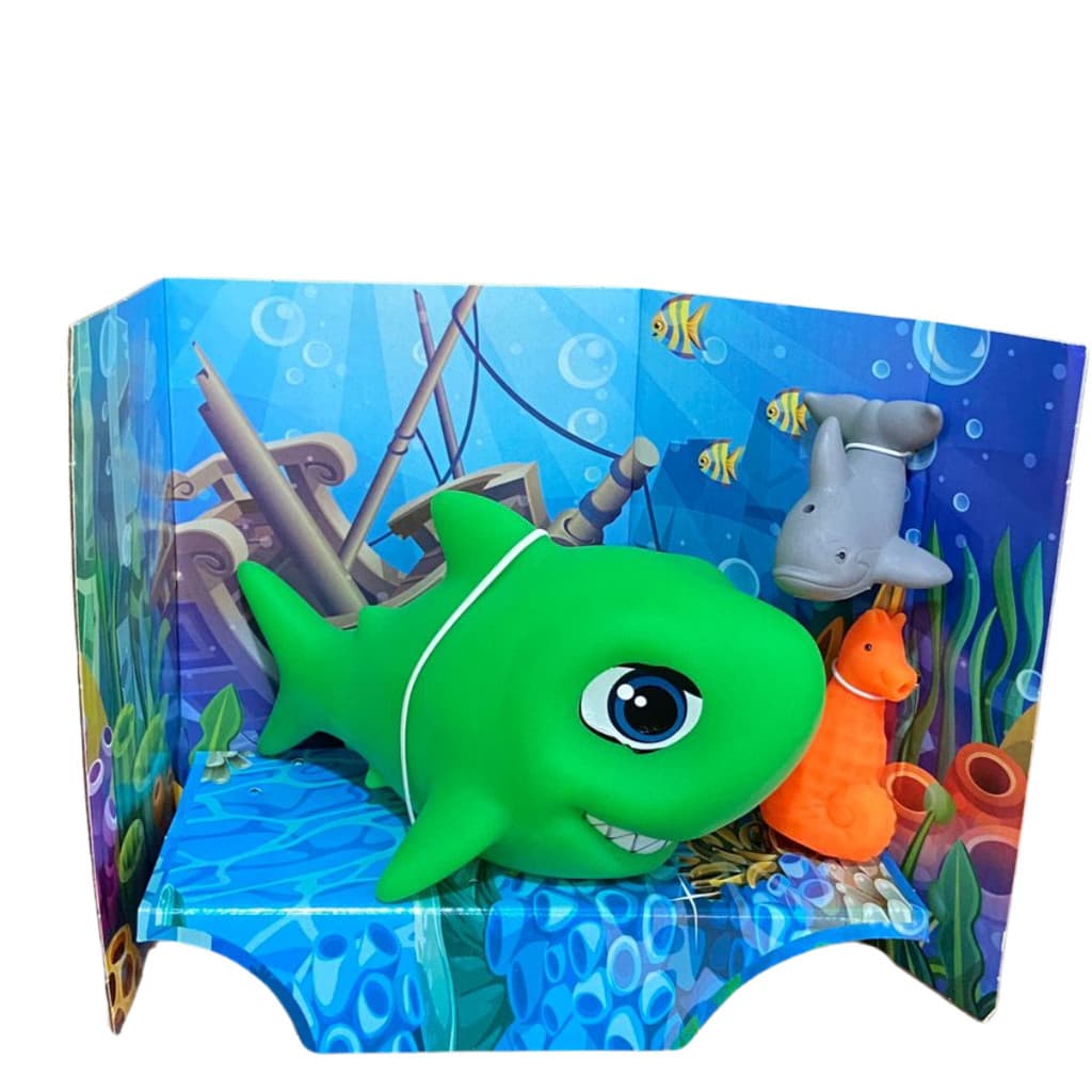 Boneco Tubarão Baby Fish P/ Banho Acessórios Cavalo Marinho