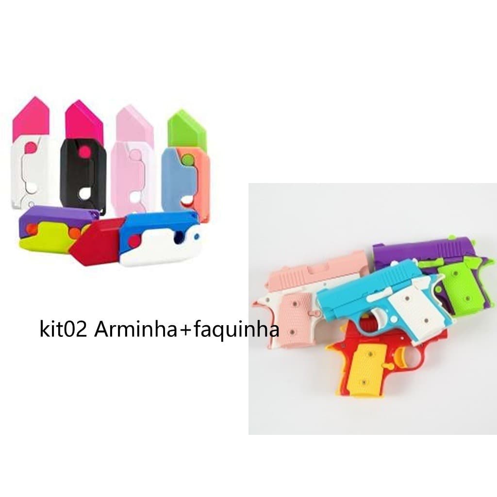 Kit 1 Arminha + 1 Faquinha Mini Brinquedo Anti Estresse Plástico 3D Tik Tok