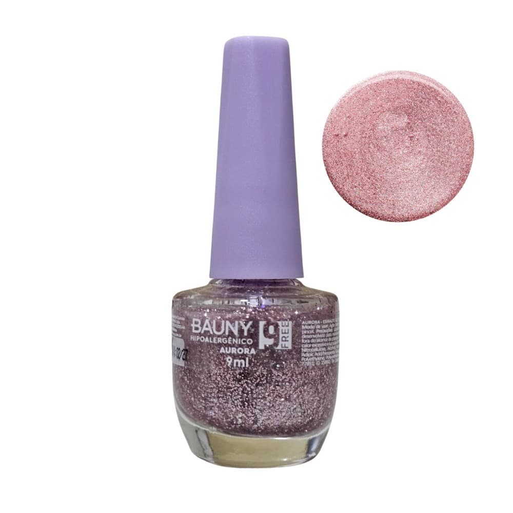 Esmalte Glitter 9free 9ml - Cor Aurora - Bauny Cosméticos