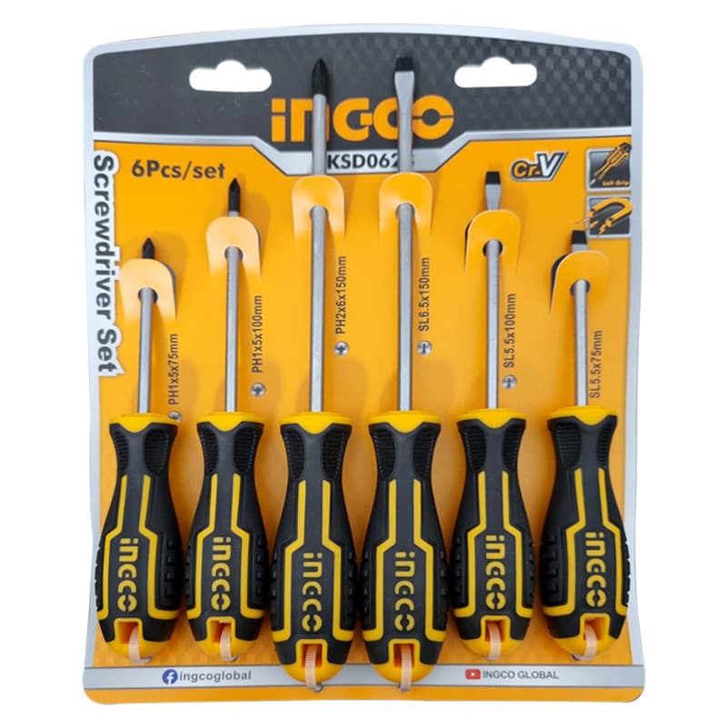 Jogo de Chave Fenda/philips 06 Pc Hksd0628 - Ingco
