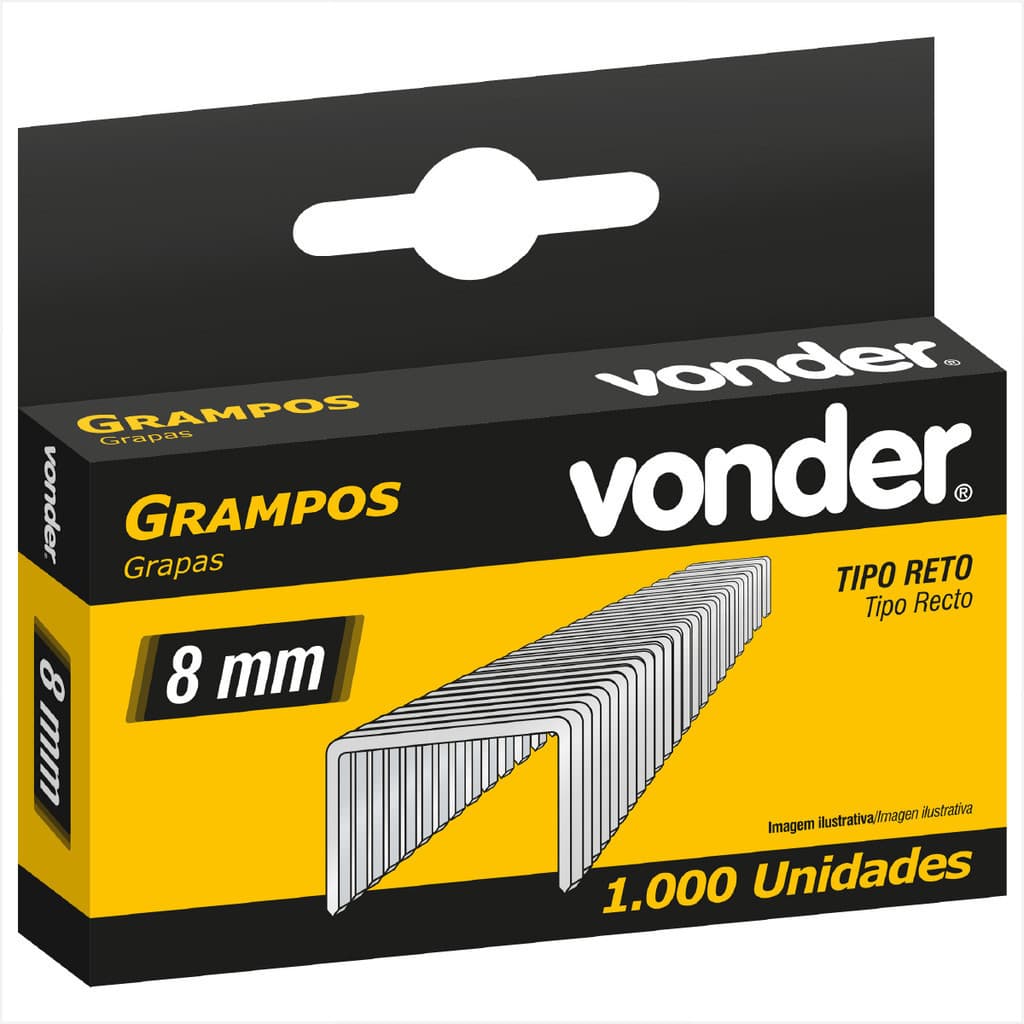 Grampo Reto 8mm com 1000 unids - Vonder
