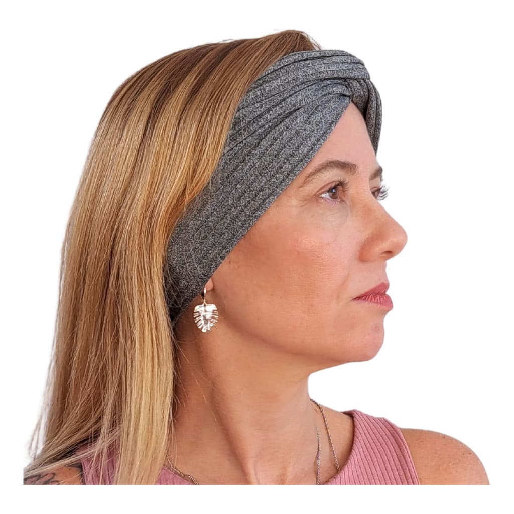 Faixa De Cabelo Larga Malha Canelada Com Elastano Heandband  Academia Turbante