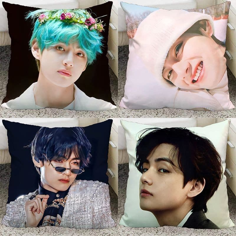 Almofada BTS Bangtan Boys em poliéster, almofada decorativa de desenho animado, capa de almofada para carro, sofá, decor