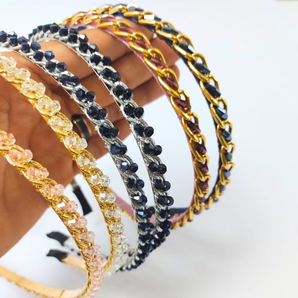 Kit 5 Tiaras Cristais Brilhantes Feminino Ferro Arco Delicada