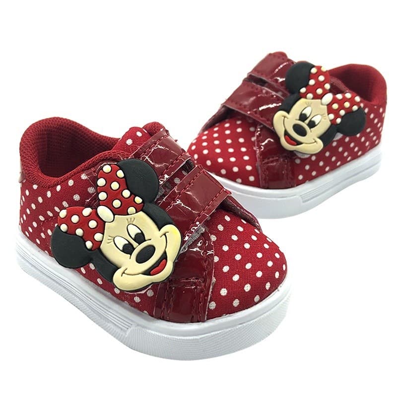 Tênis Sapatinho Infantil Bebê Minnie Com Bolinhas Vermelho Menina Tenis Infantil