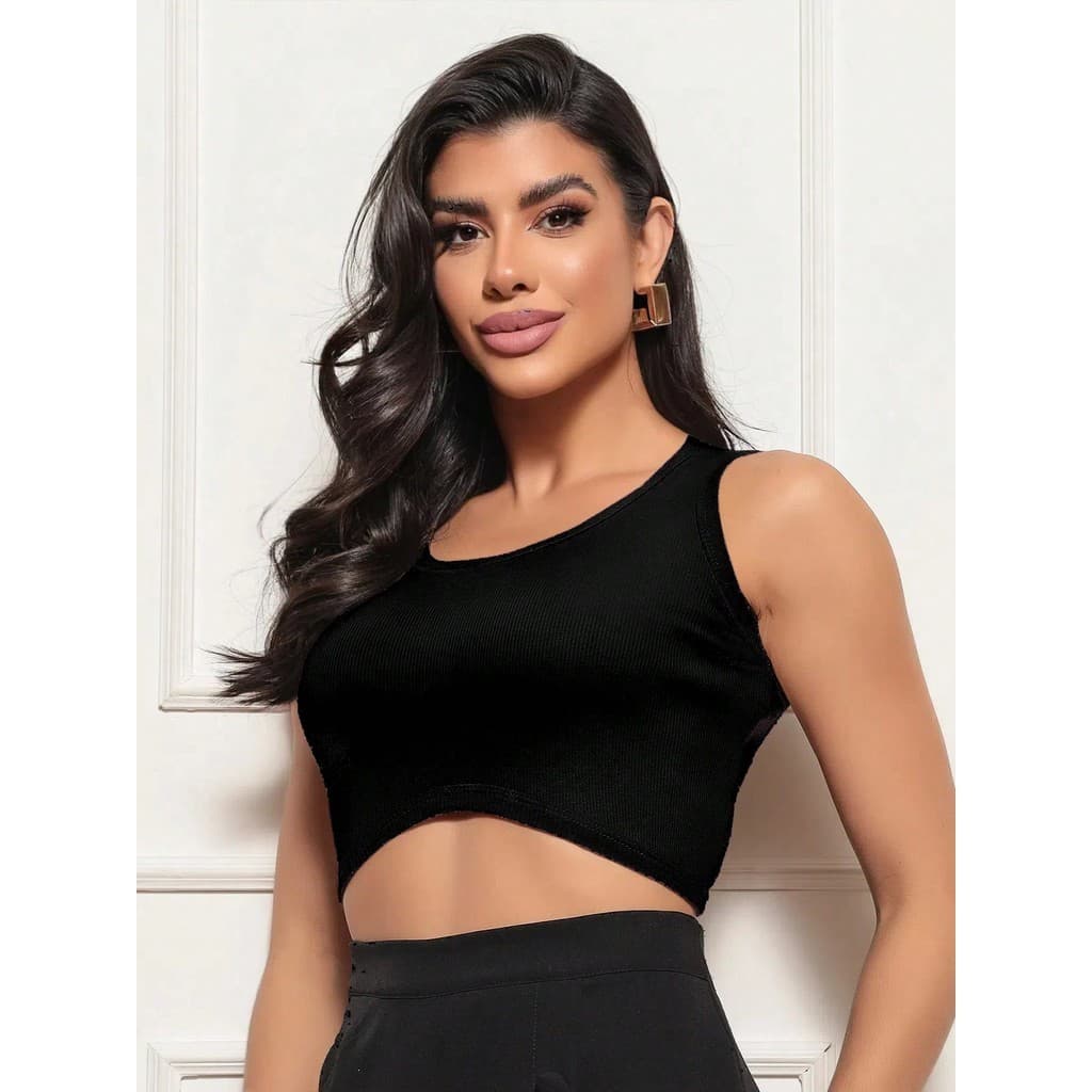 Regata Feminina Canelada Blusinha Básica