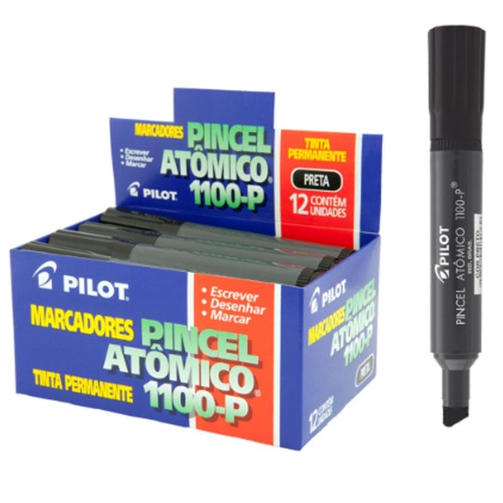 Pincel Atomico 1100-P Caixa com 12 Unidades Preto Pilot
