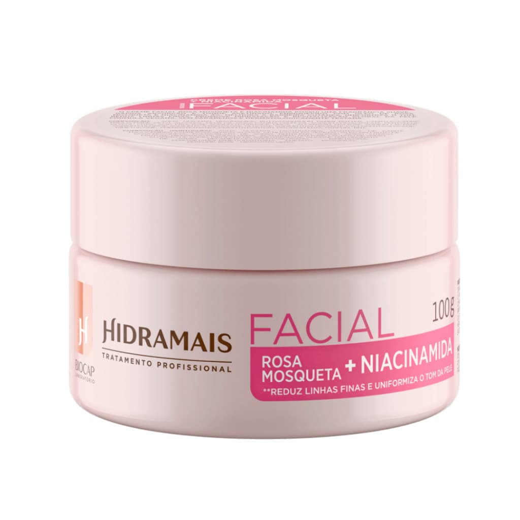 Creme Facial Rosa Mosqueta com Niaciamida 100g - Hidramais Uniformiza e Reduz Linhas Finas