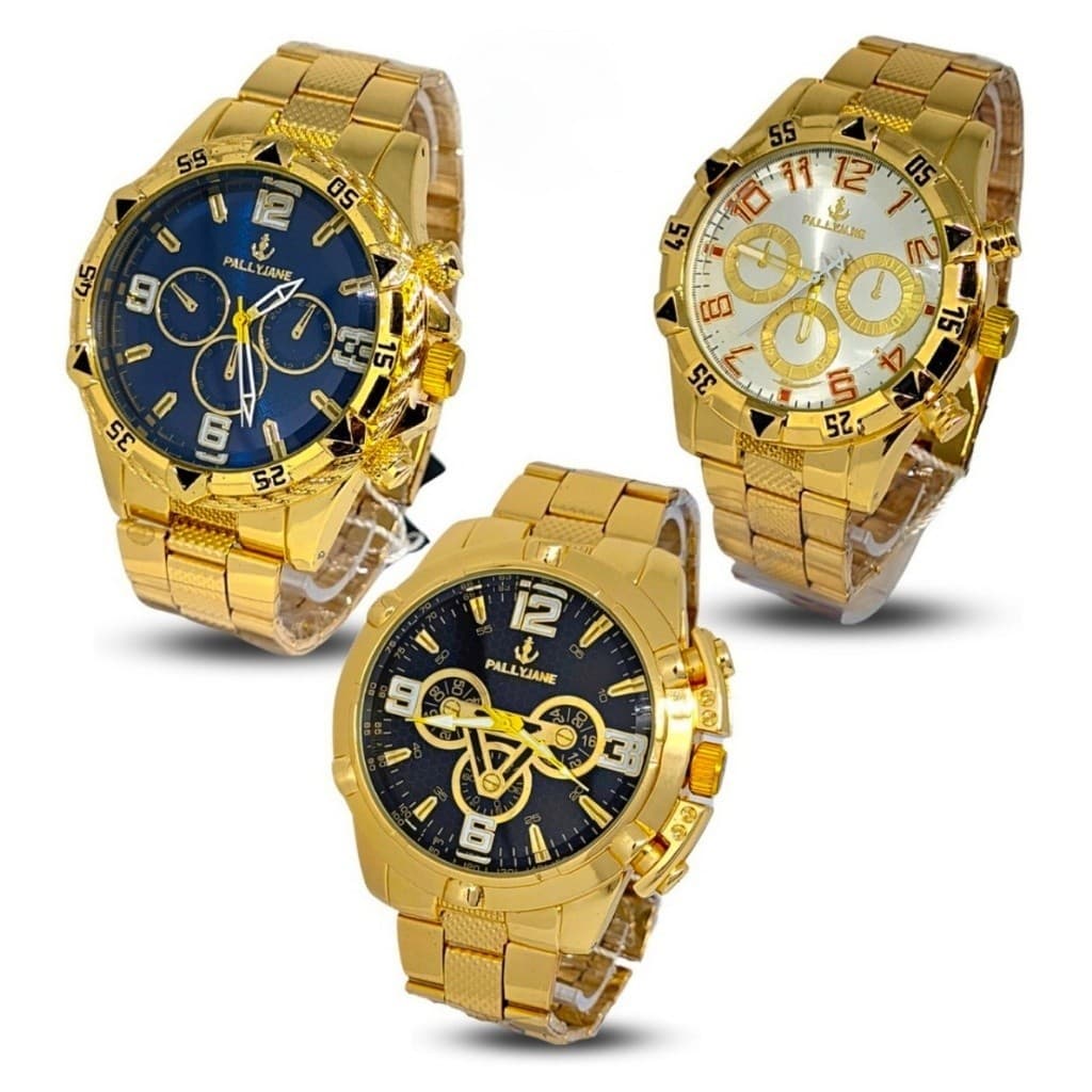 KIT 03 Relógios Masculino Dourado Luxo  Revenda Qualidade Premium 003 003