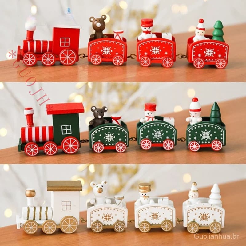 [Quente] Decoração De Natal 4 Nós Trem De Ornamento Para Crianças Navidad Noel Xmas Decor Ornamentos Do