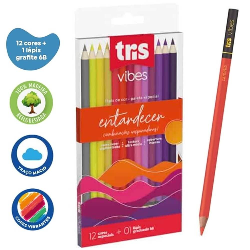 Lapis de Cor Vibes Tons Entardecer 12 Cores + 1 Lapis 6B - Tris