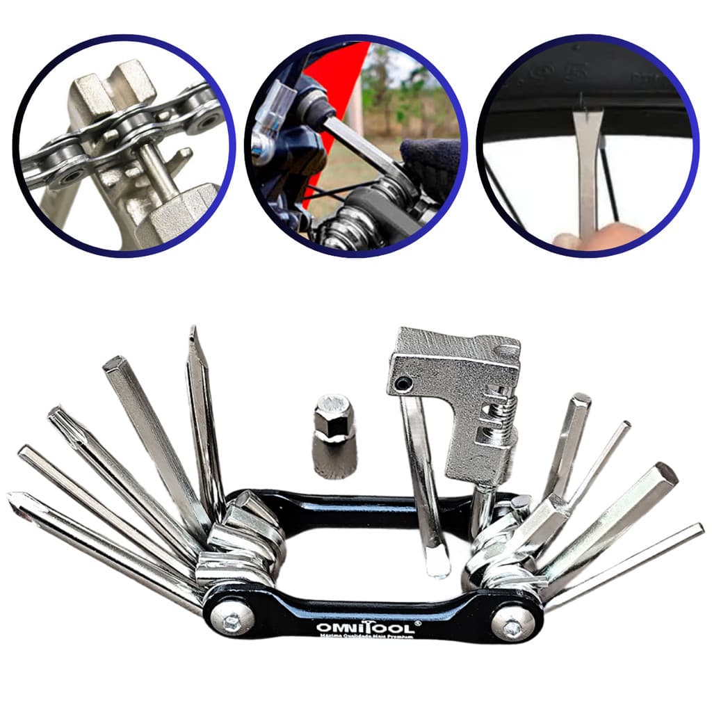 Canivete Kit 12 Funções Bike Chave Corente Ferramentas Bicicleta Extrator Corrente Multifunções  Mtb