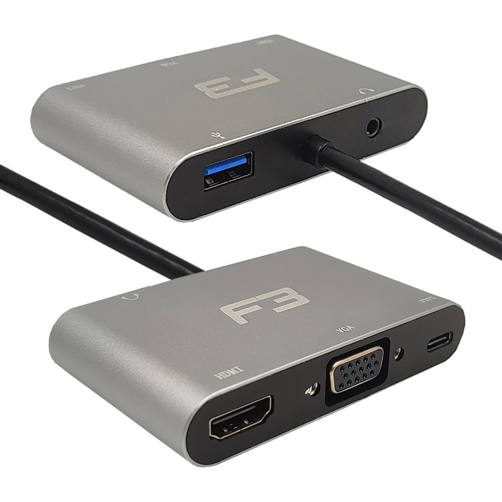 Cabo Adaptador 5 Em 1 Usb-c 3.1 Para Hdmi - Vga -type-c 3.1