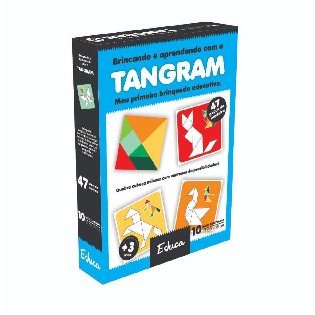 Tangram Montessori Quebra-Cabeça Desafio Diversas Formas Raciocínio Pedagógico Educativo Madeira