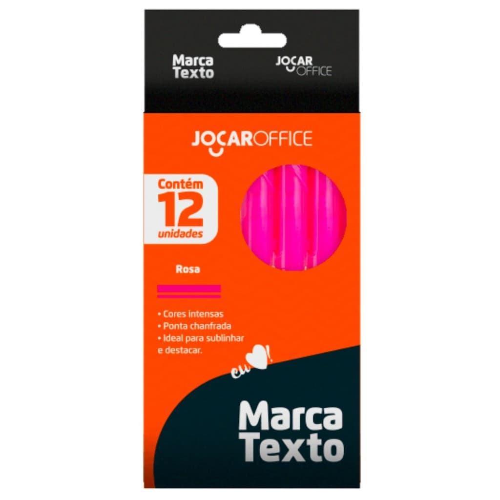 CANETA MARCA TEXTO COR ROSA FLUORESCENTE CX 12 MARCADORES - LEONORA