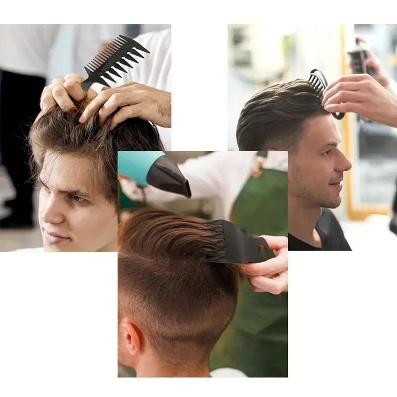 Novo Pente para Cabelo Masculino com Dentes Largos em Forma de Dente de Tubarão, Ideal para Ondas Grossas e Cacheadas,