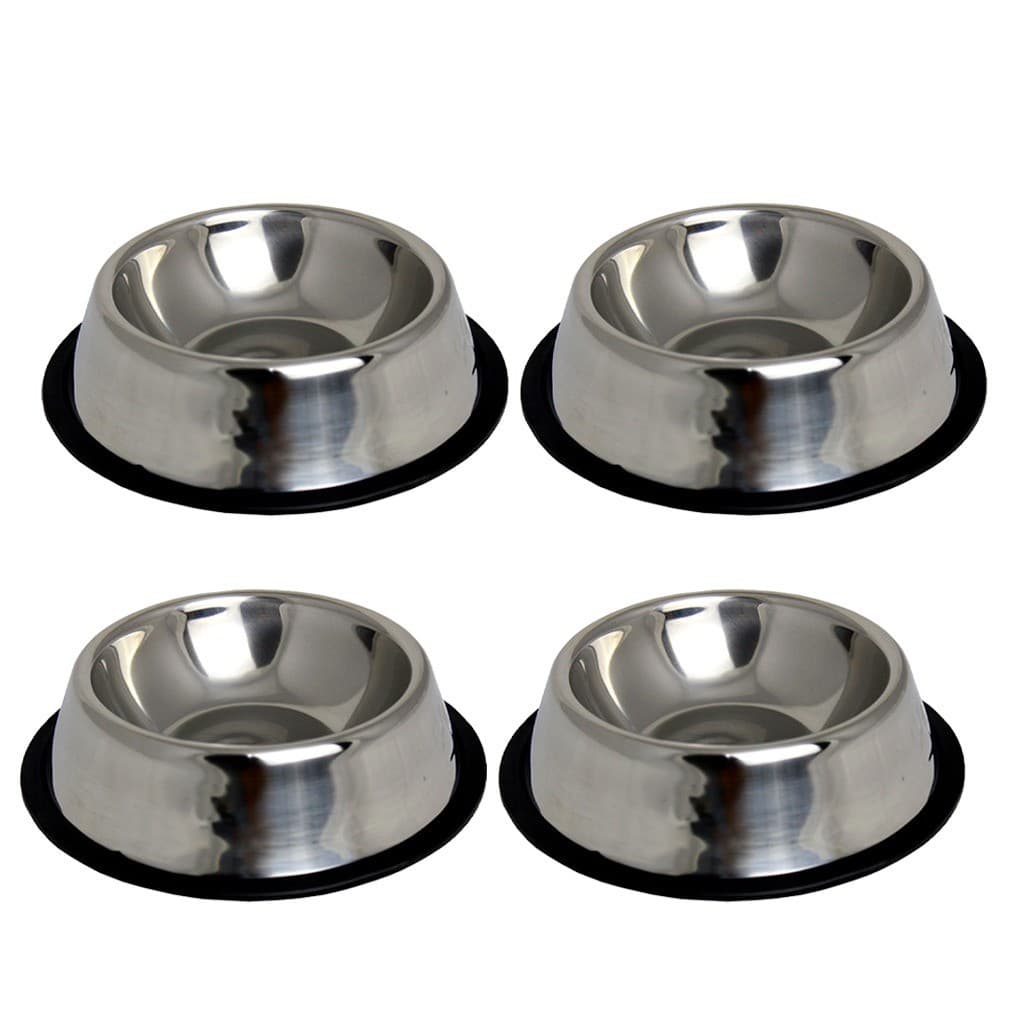 Conjunto de 4 Unidades de Tigela Comedouro Inox 600mL Comedouro e Bebedouro Para Pets Gatos Cachorros Coelhos