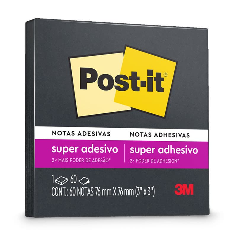 Bloco de notas super adesivas Post-it Preto Ônix 76x76mm 60 folhas 3M