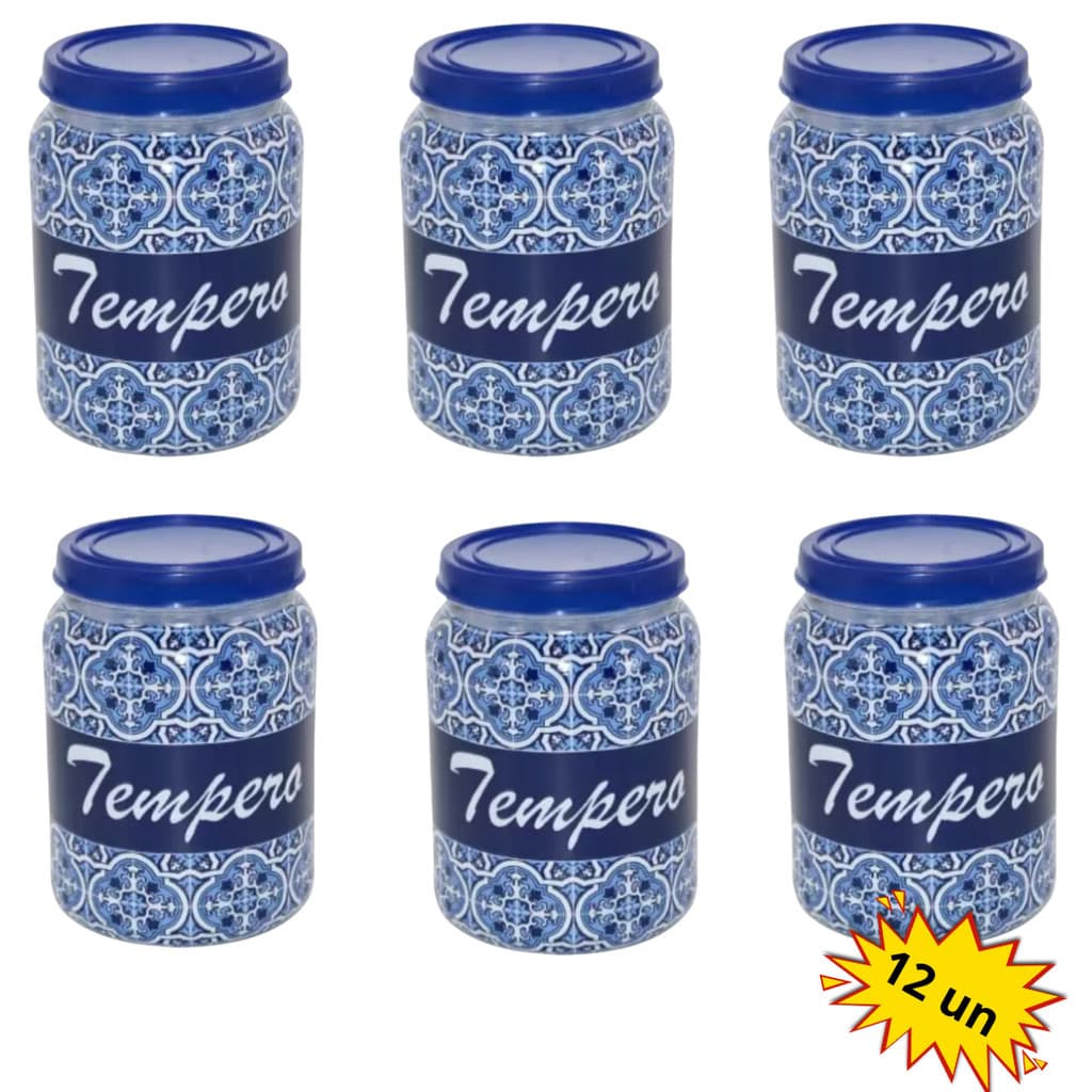 Conjunto Com 12 Unidades De Porta Tempero Azulejado - 600ml