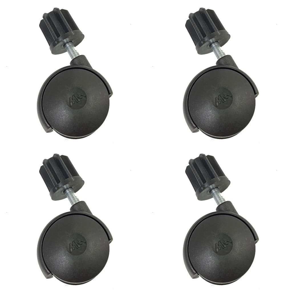 Kit Com 4 Rodinhas Giratórias Pretas Para Araras de Roupas Chão e Móveis 1 Polegada Rodízio Loja