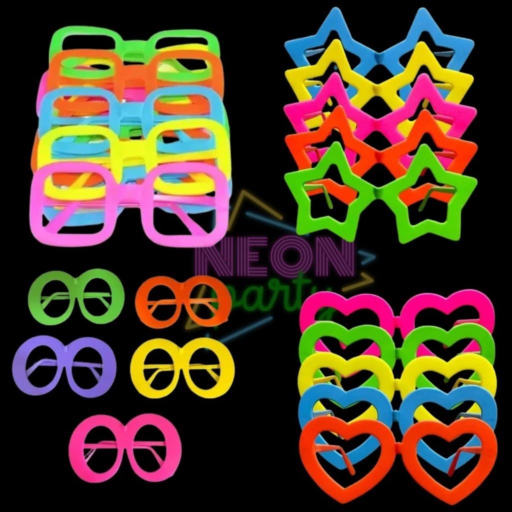 Kit Óculos Colorido Neon Festa Balada Brilha Na Luz Negra