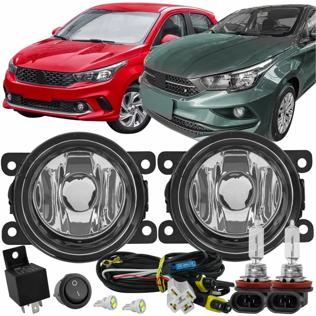 Kit farol Milha Auxiliar aba Preta Argo Cronos 2017 2018 2019 2020 2021 à 2023