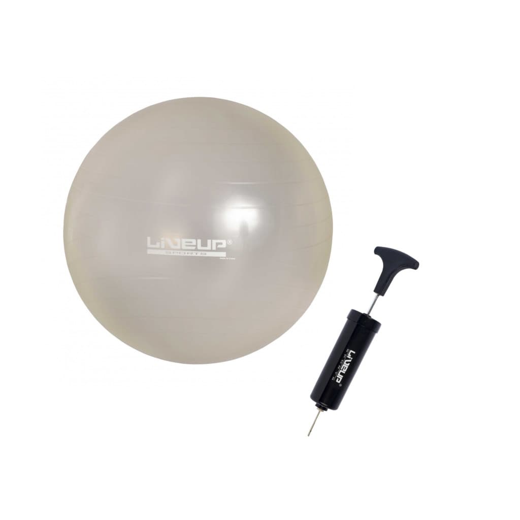 Kit Bola Suiça 65cm Gym Ball Para Pilates Transparente Com Inflador Liveup