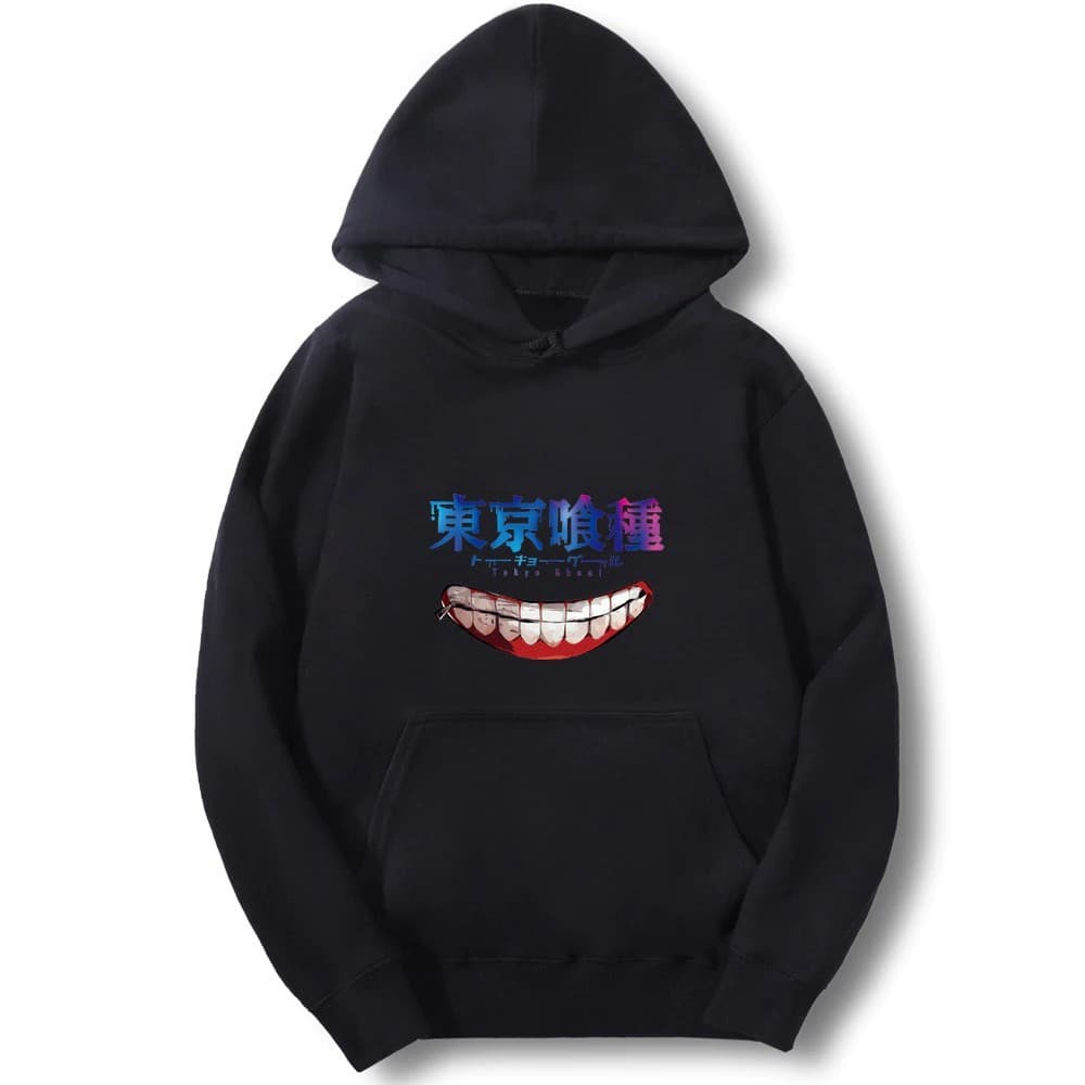 Moletom Canguru Com Capuz Anime Tokyo Ghoul Kaneki Smile -MAYYN.