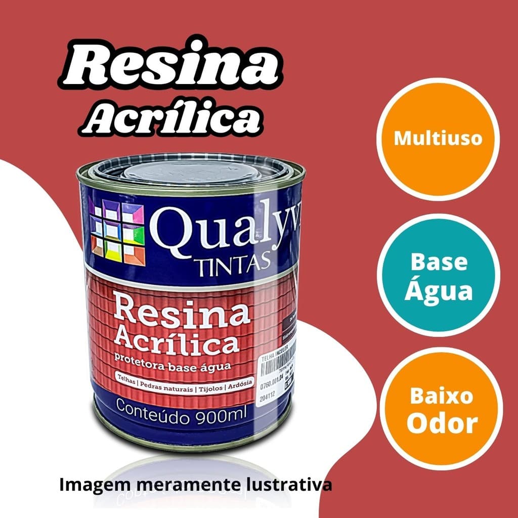 Resina Acrílica Protetora Incolor 900ml Qualyvinil Base Água Impermeabilizante Telha