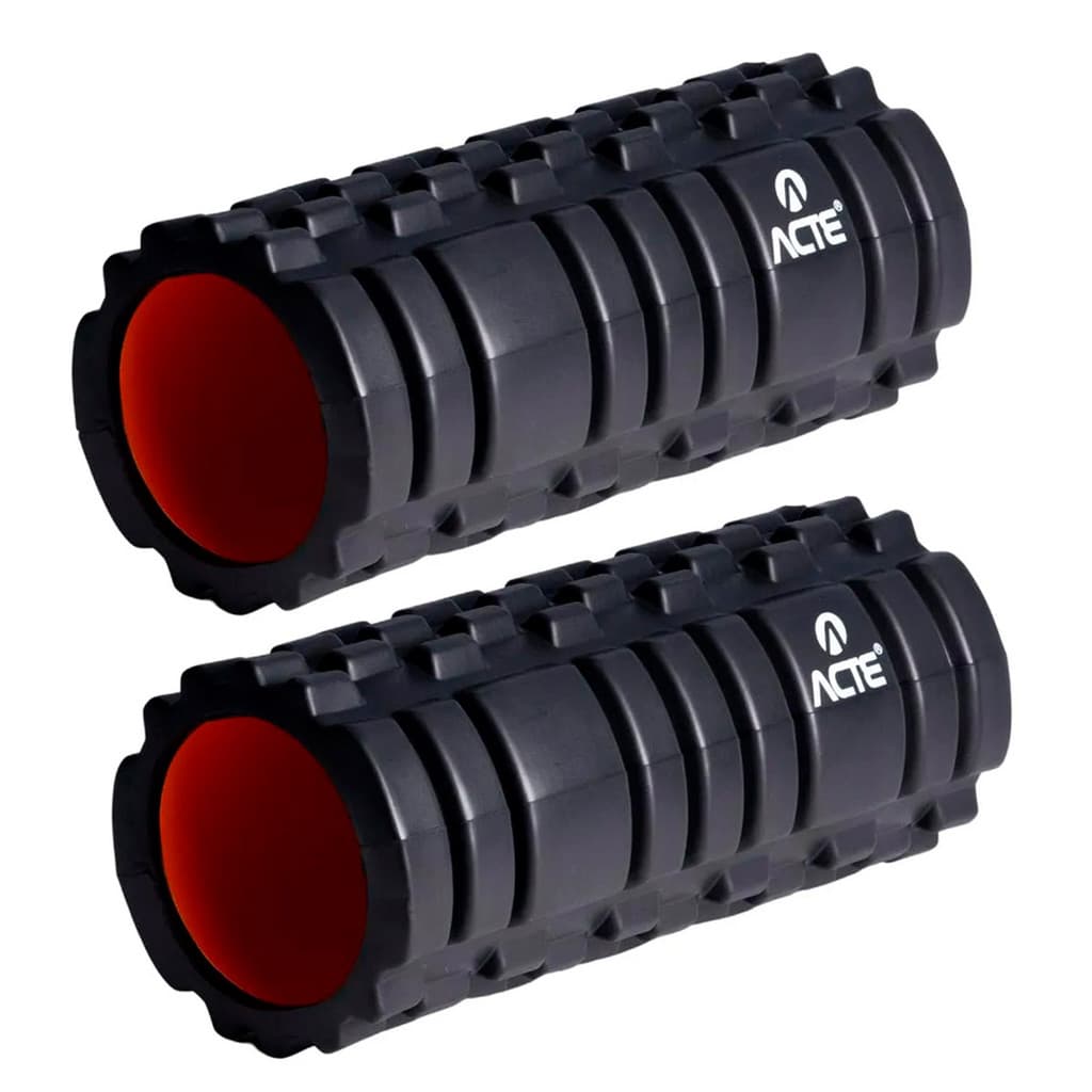 2x Rolo Massagem Liberação Miofascial Soltura Yoga Fisioterapia Pilates 33Cm T141 Preto Acte