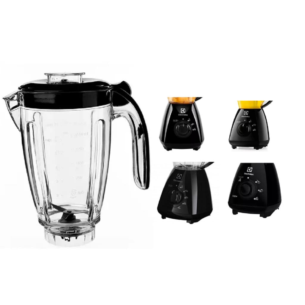 Copo De Liquidificador Electrolux Easyline Cristal BBR12/BBR20 Preto C/ Tampa E Faca