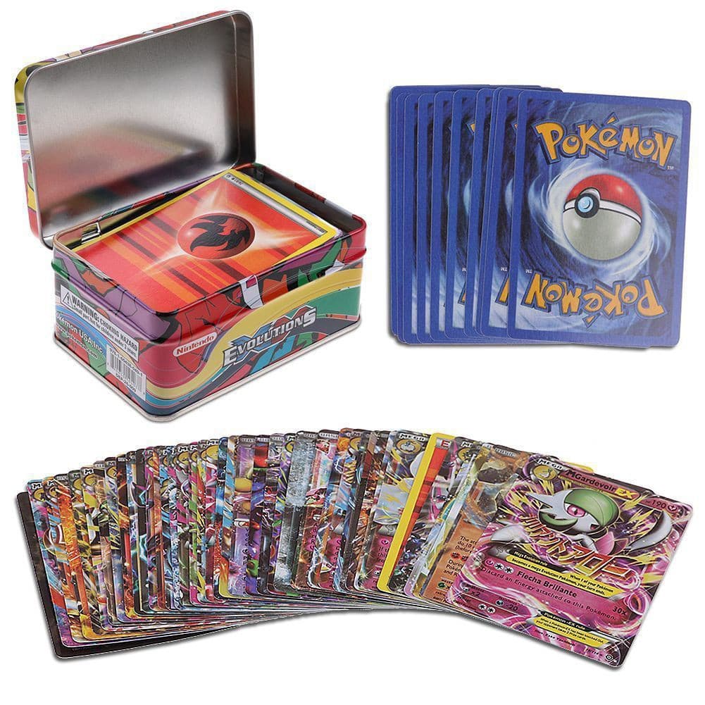 42pcs Cartas de Pokémon Anime Coleção Sol e Lua Versão em Inglês Jogo de Cartas de Troca Pokémon Go com Caixa de Metal