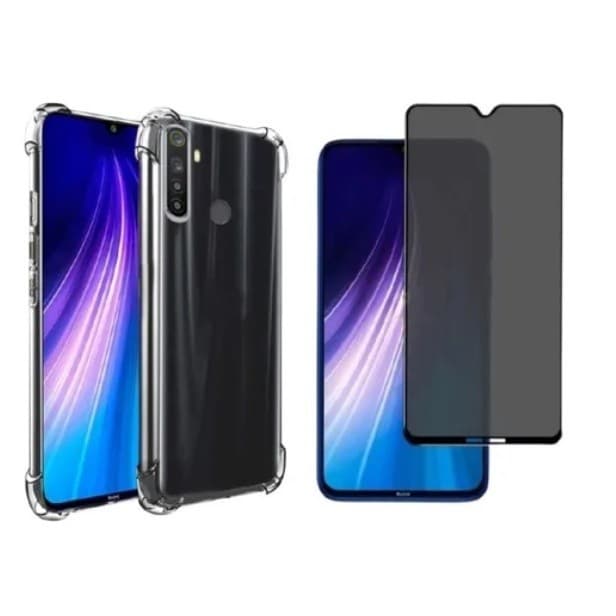 Capa Case Capinha Anti Impacto Compatível Com Redmi Note 8 + Película 3D Privacidade