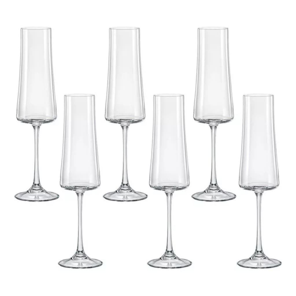 Jogo de 6 Taças para Champanhe em Cristal Ecológico Xtra 210ml - Bohemia